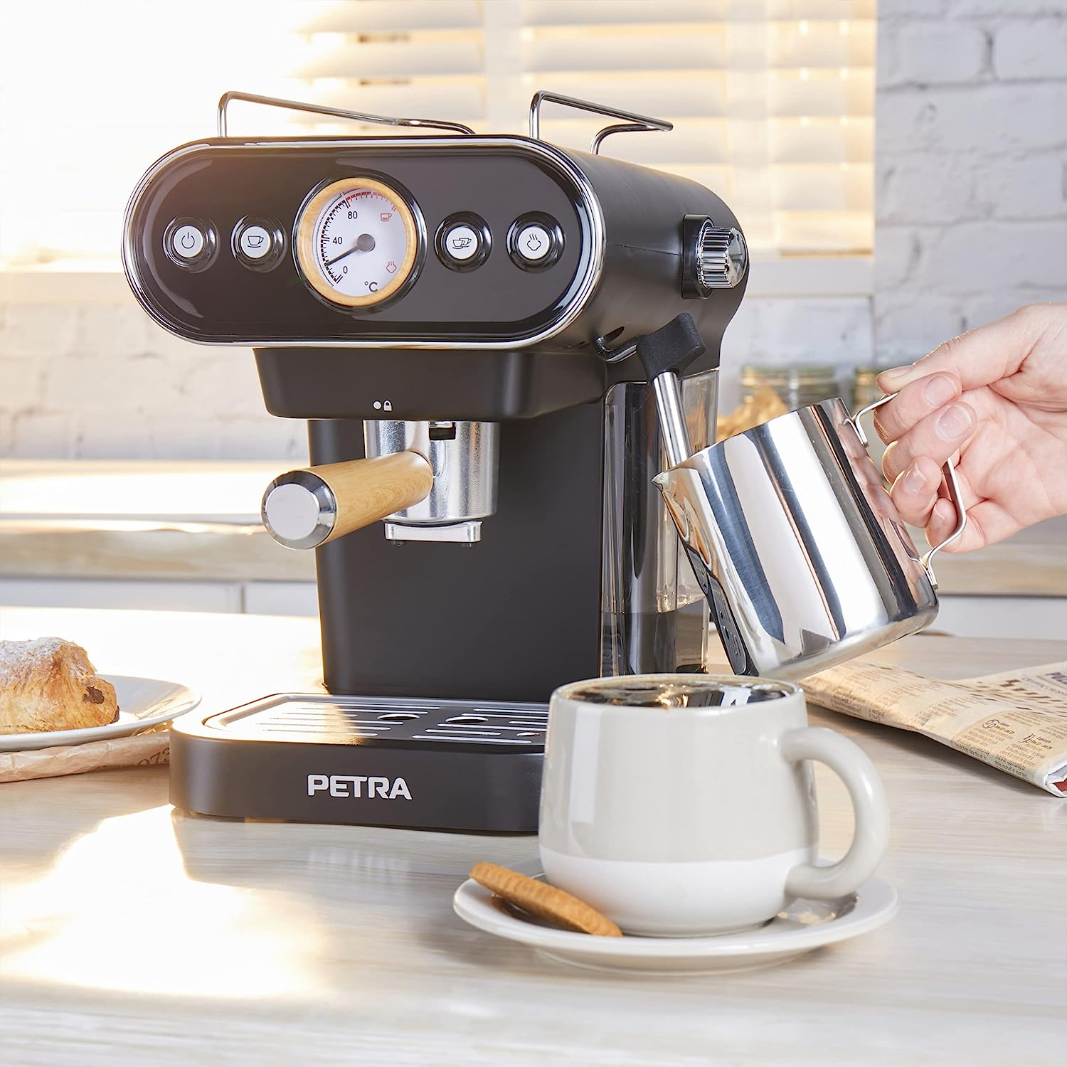 bar 19 Druckpumpe Espressomaschine PETRA 3in1 Kaffeemaschine Kapselmaschine Schwarz