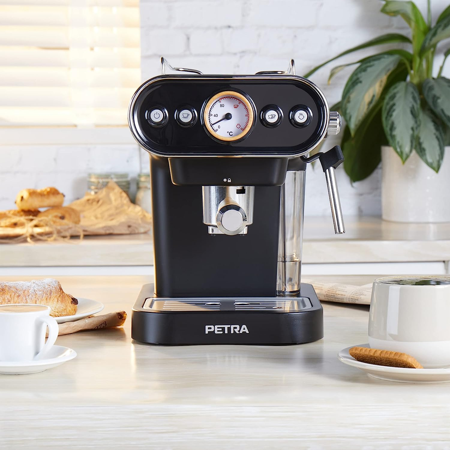 Kaffeemaschine Druckpumpe bar PETRA Espressomaschine 19 Schwarz 3in1 Kapselmaschine