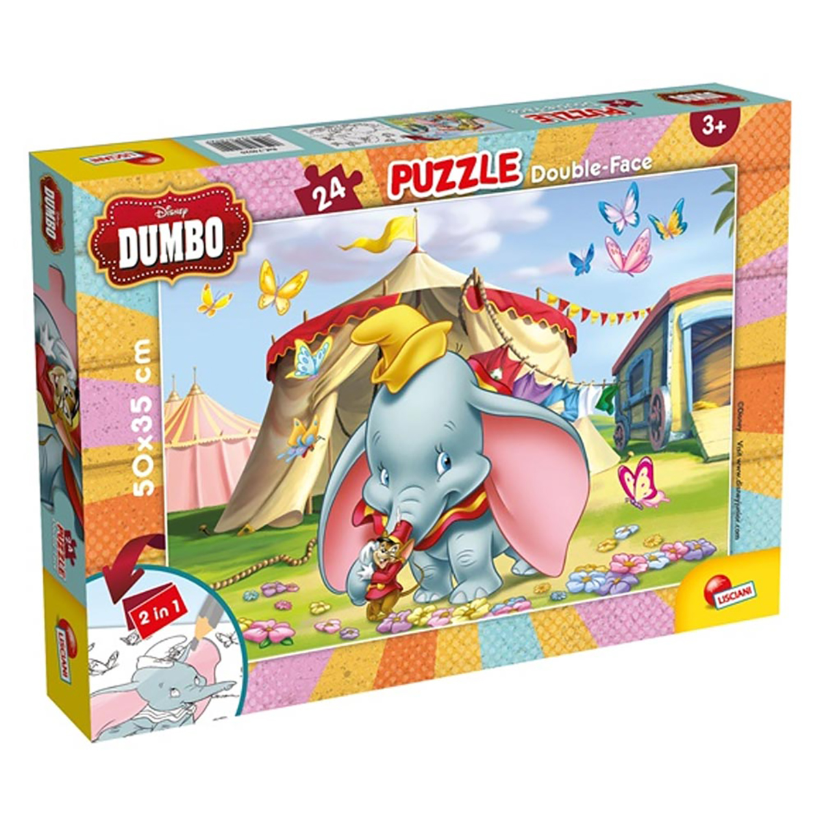 Dumbo Puzzle (50x35cm) von 24 Disney Lisciani Teile, NOON Ausmal-Puzzle