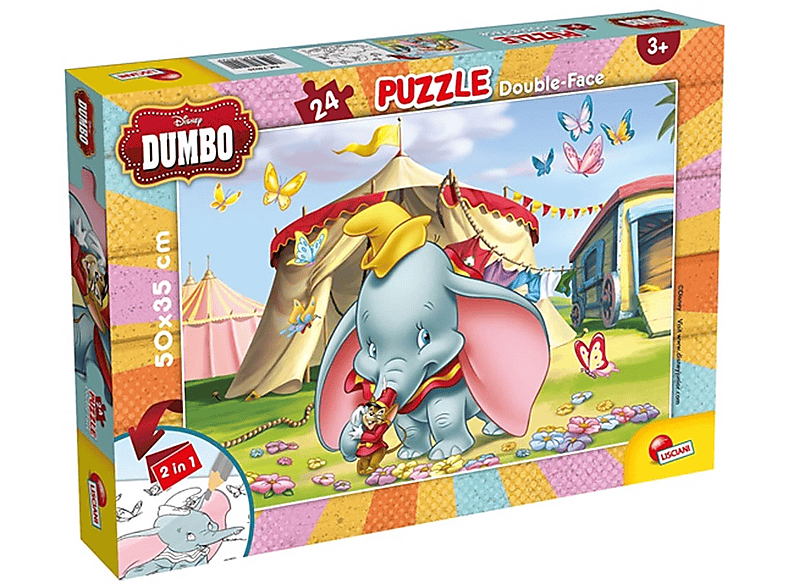 Dumbo Puzzle (50x35cm) von 24 Disney Lisciani Teile, NOON Ausmal-Puzzle
