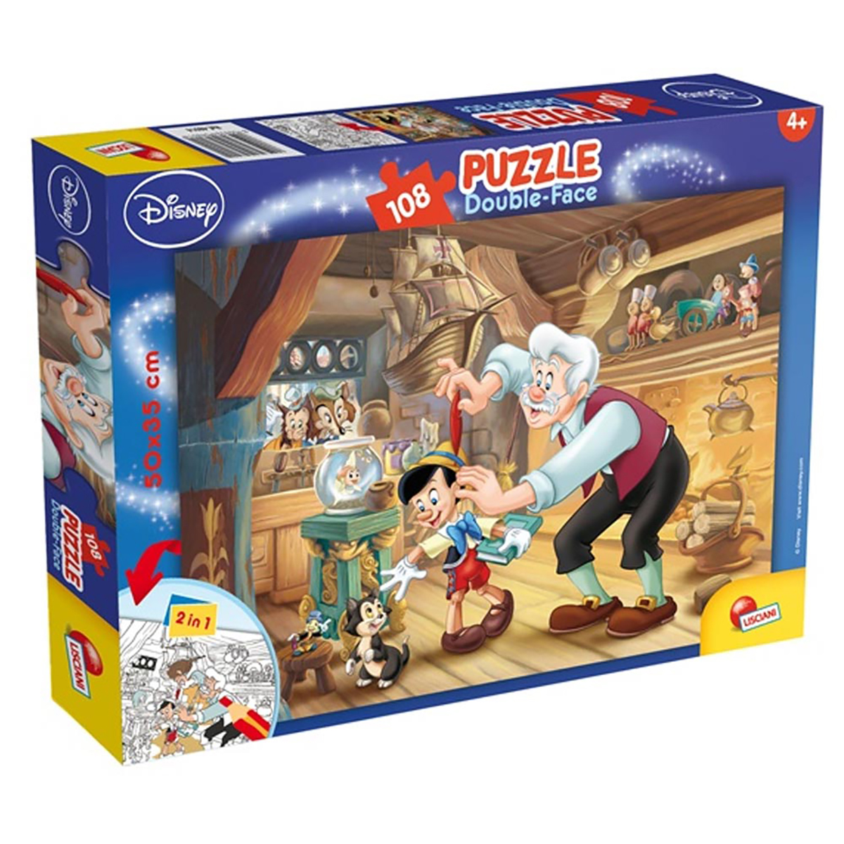 NOON Ausmal-Puzzle (50x35cm) 108 Pinocchio Teile, Puzzle Lisciani von
