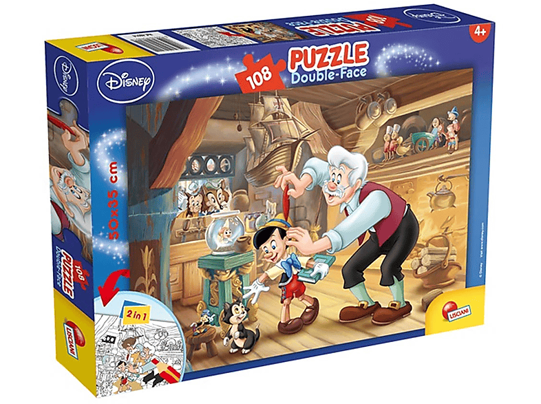NOON Lisciani (50x35cm) Puzzle Pinocchio Ausmal-Puzzle von 108 Teile,