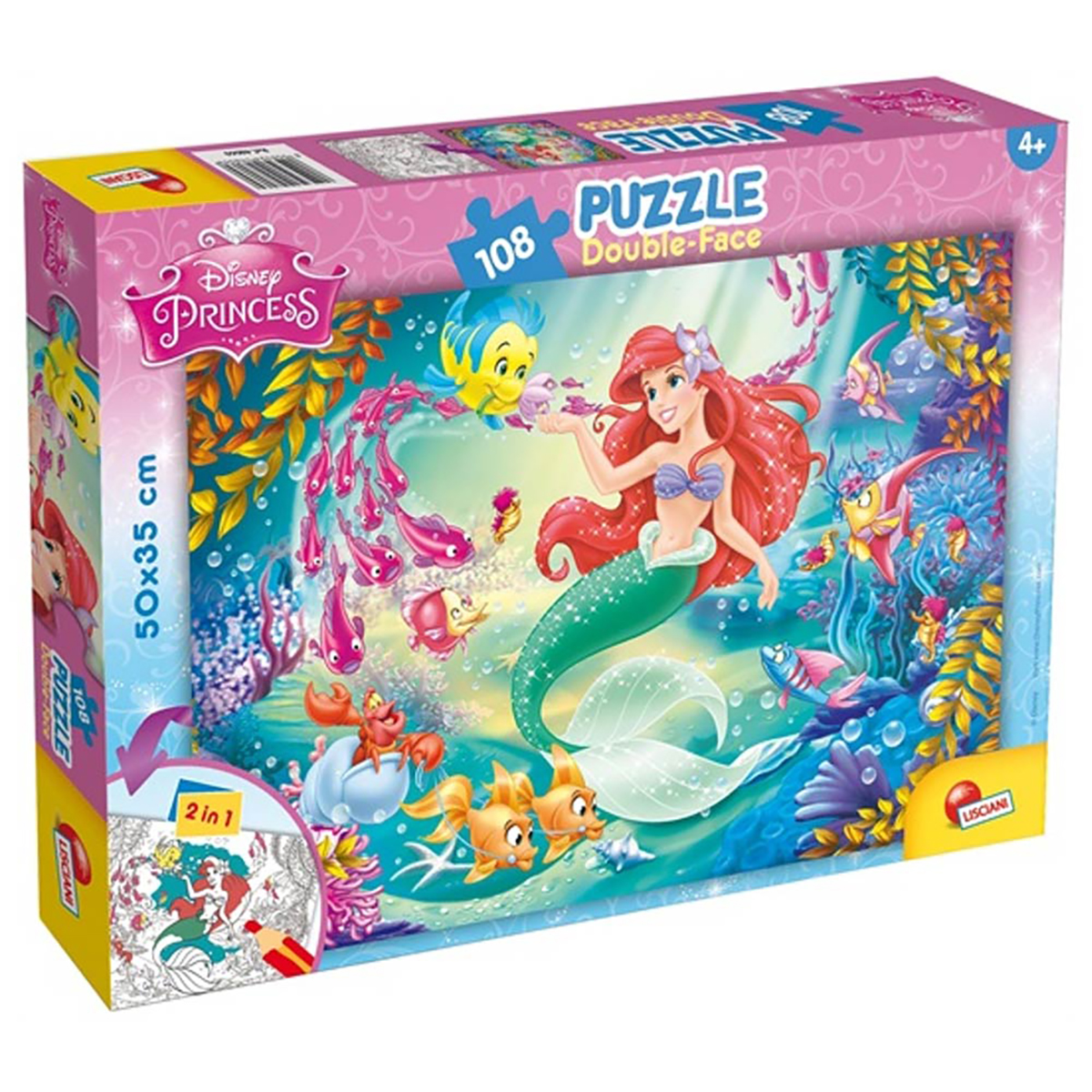 Arielle von Meerjungfrau (50x35cm) NOON die Teile, Puzzle 108 Ausmal-Puzzle Lisciani