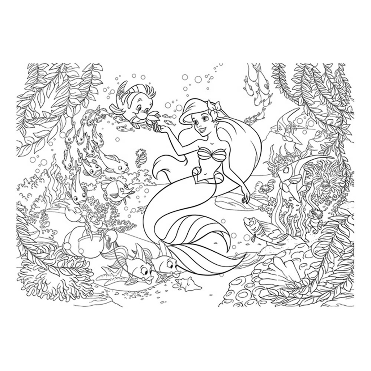 NOON Ausmal-Puzzle (50x35cm) 108 Teile, Arielle Puzzle von Meerjungfrau Lisciani die