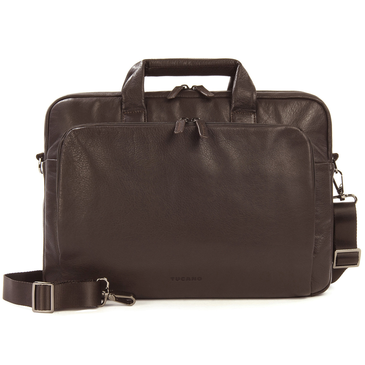 TUCANO One Premium Notebook Tasche Leder, Braun Universal für Umhängetasche