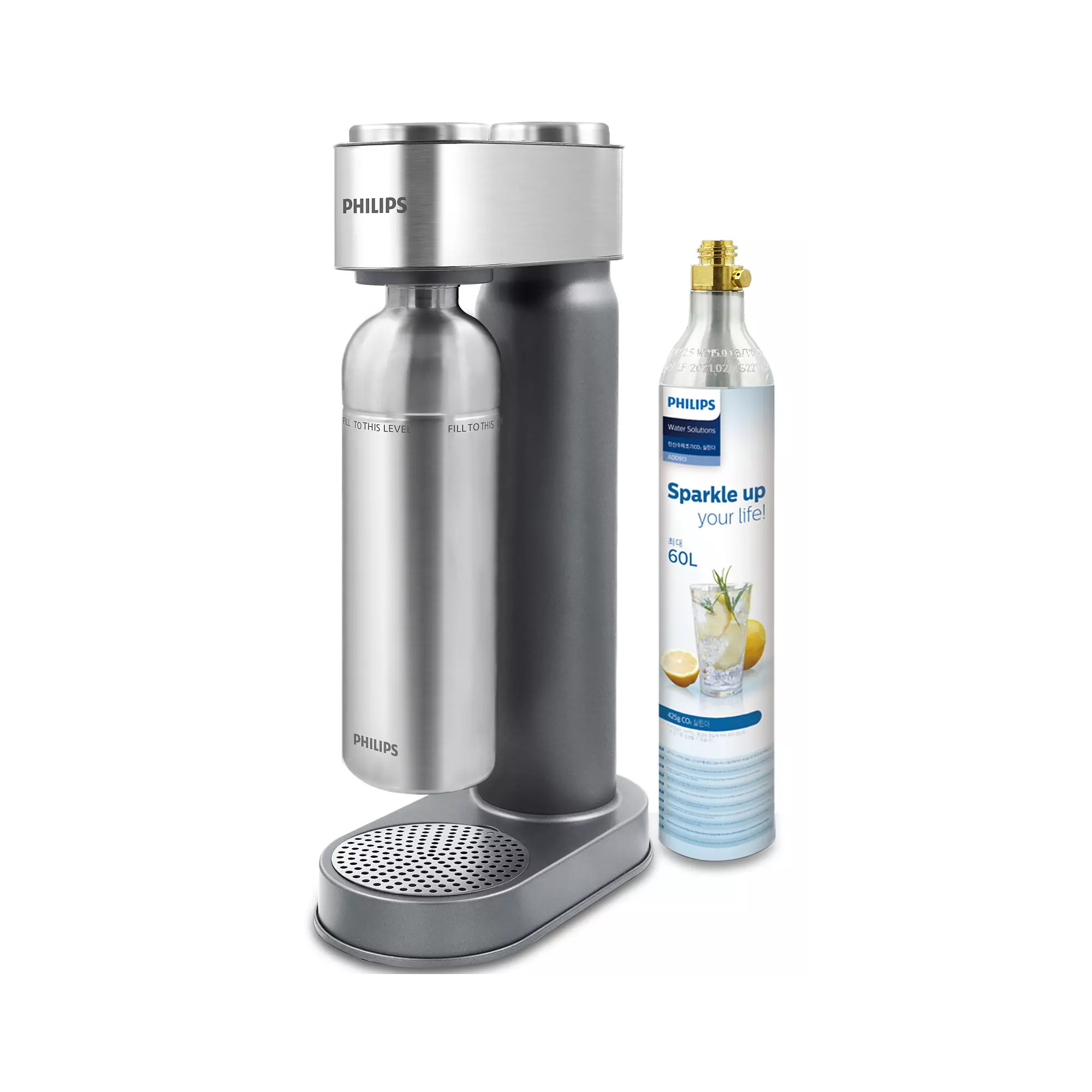 Cylinder Wasserspender + NEU PHILIPS GoZero Wassersprudler + ADD4905SV/10 Flasche