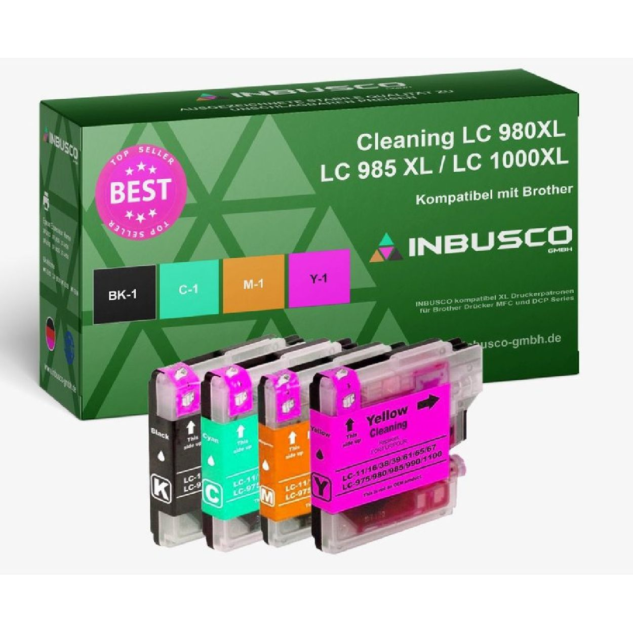 980/1100-V-SET Cleaning Schwarz LC / (LC980-1100-V-4xCleaning) INBUSCO Tintenpatrone KUBIS