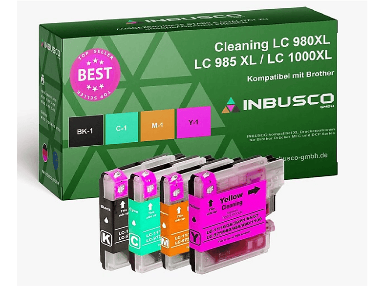 INBUSCO / KUBIS LC 980/1100-V-SET Cleaning Tintenpatrone Schwarz (LC980-1100-V-4xCleaning)