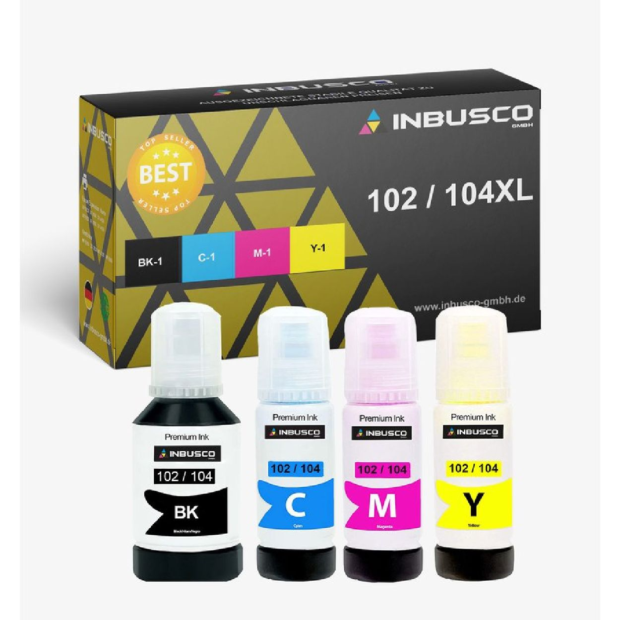 INBUSCO / KUBIS Tintenpatrone T102 / Schwarz 104 (4xT102-104) SET