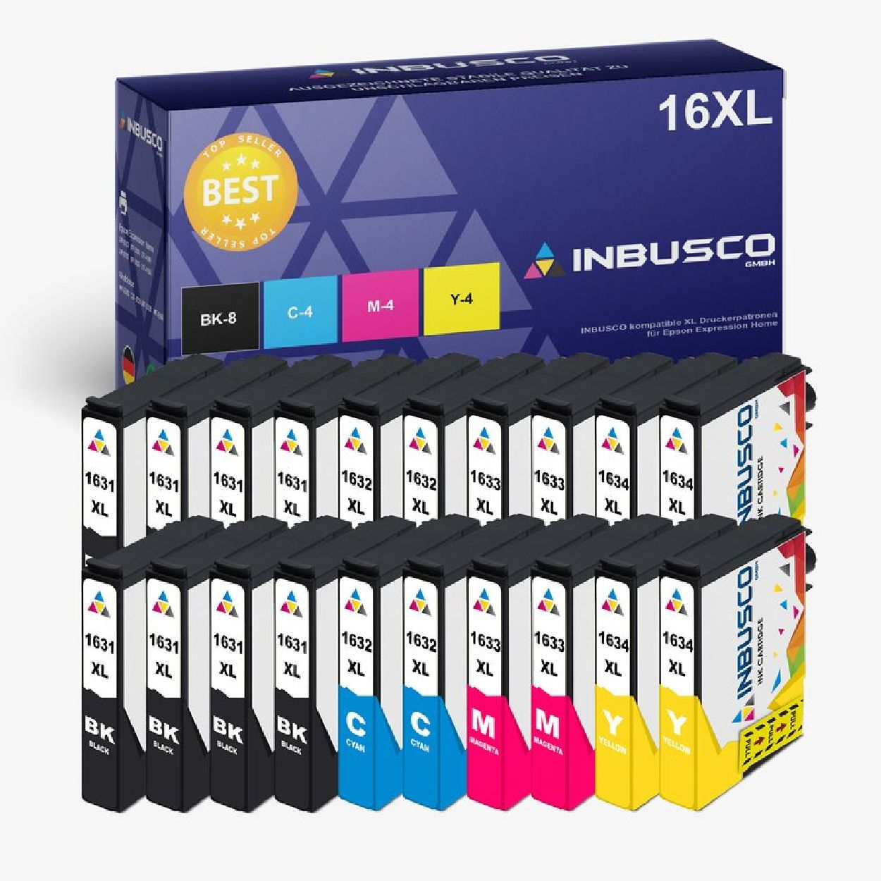 INBUSCO / (20x16XL) Mehrfarbig KUBIS Tintenpatrone SET 16xl