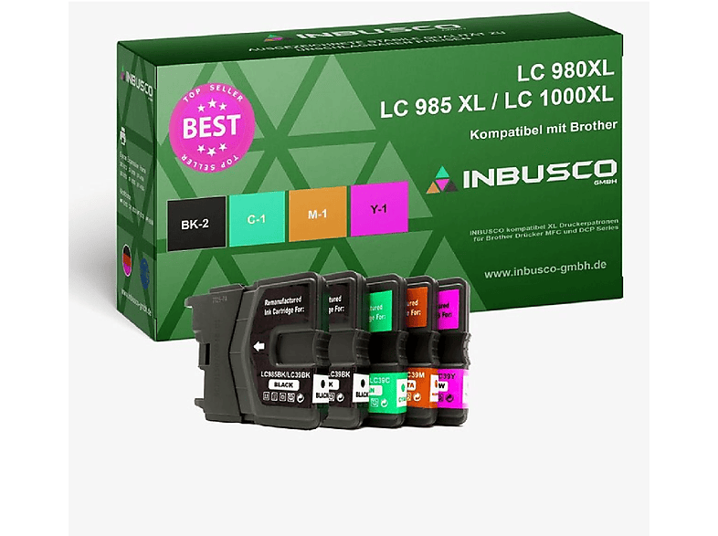 INBUSCO / KUBIS LC 980/1100-V-5x Tintenpatrone Schwarz (LC980-1100-V-5x)