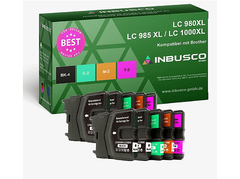 INBUSCO / KUBIS LC 980/1100-V-10x Tintenpatrone Schwarz (LC980-1100-V-10x)