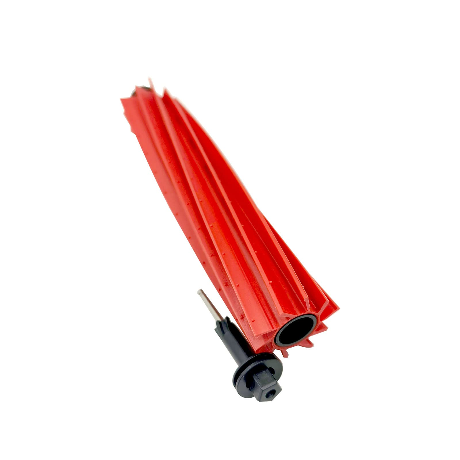 Czerwona szczotka do odkurzacza z czarnym akcesorium, wyizolowana na białym tle.