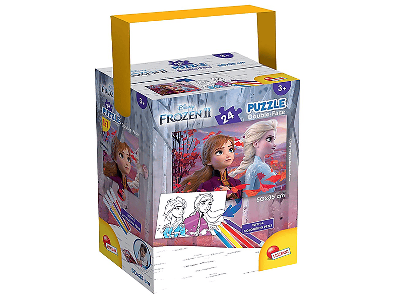 24 Puzzle Teile, Eiskönigin in Lisciani DISNEY Die von Ausmal-Puzzle Tragebox