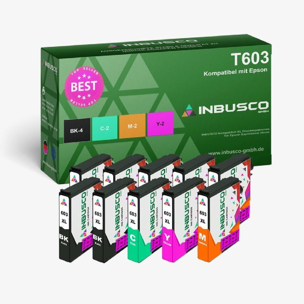 INBUSCO / KUBIS (T603-V-NC-10x) Mehrfarbig Tintenpatrone T603-V-NC-10x