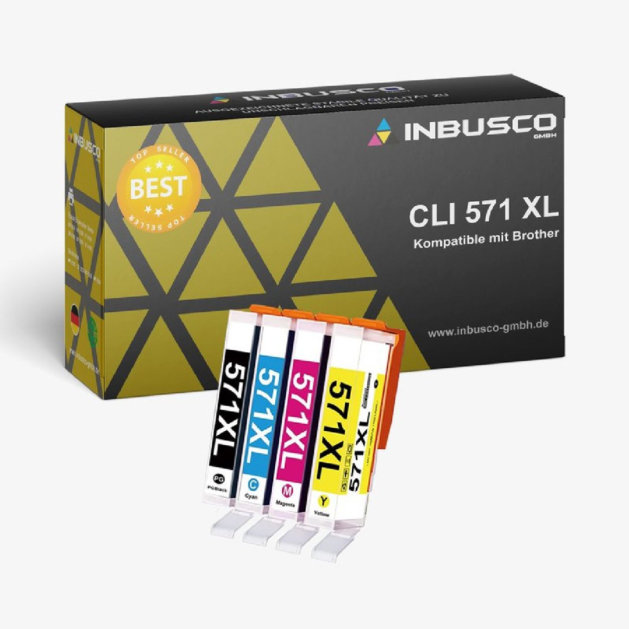 SET KUBIS / CLI-571 Tintenpatrone Mehrfarbig INBUSCO Canon Farbe (4xCanonCLI-571Farbe)