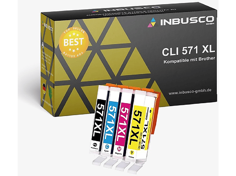 INBUSCO / KUBIS SET CLI-571 Tintenpatrone Canon Mehrfarbig (4xCanonCLI-571Farbe) Farbe