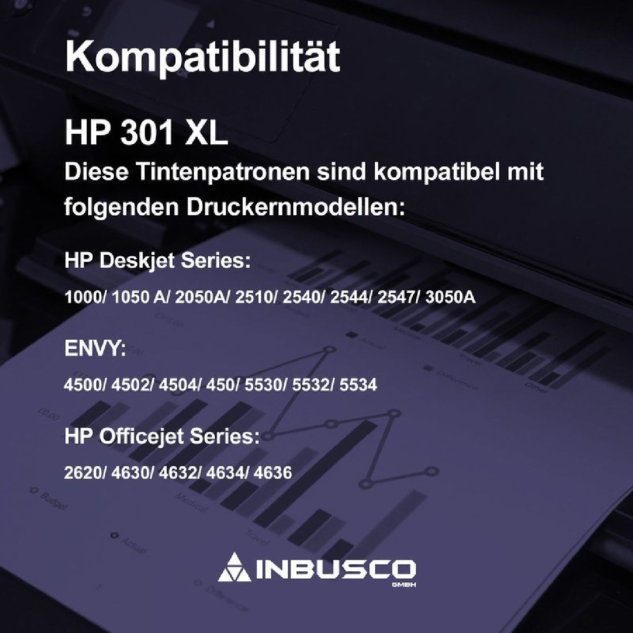 INBUSCO / KUBIS (HP301XL-Var-1xBK) BK Tintenpatrone Mehrfarbig 301 XL-Var-SET