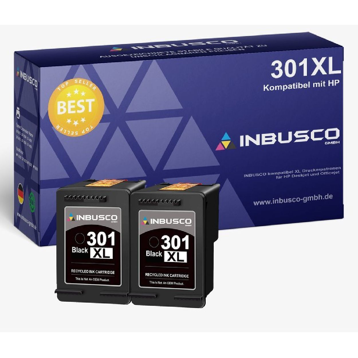 XL Tintenpatrone SET KUBIS Mehrfarbig (2 Black) (2xHP301XL(2Black)) / INBUSCO 301