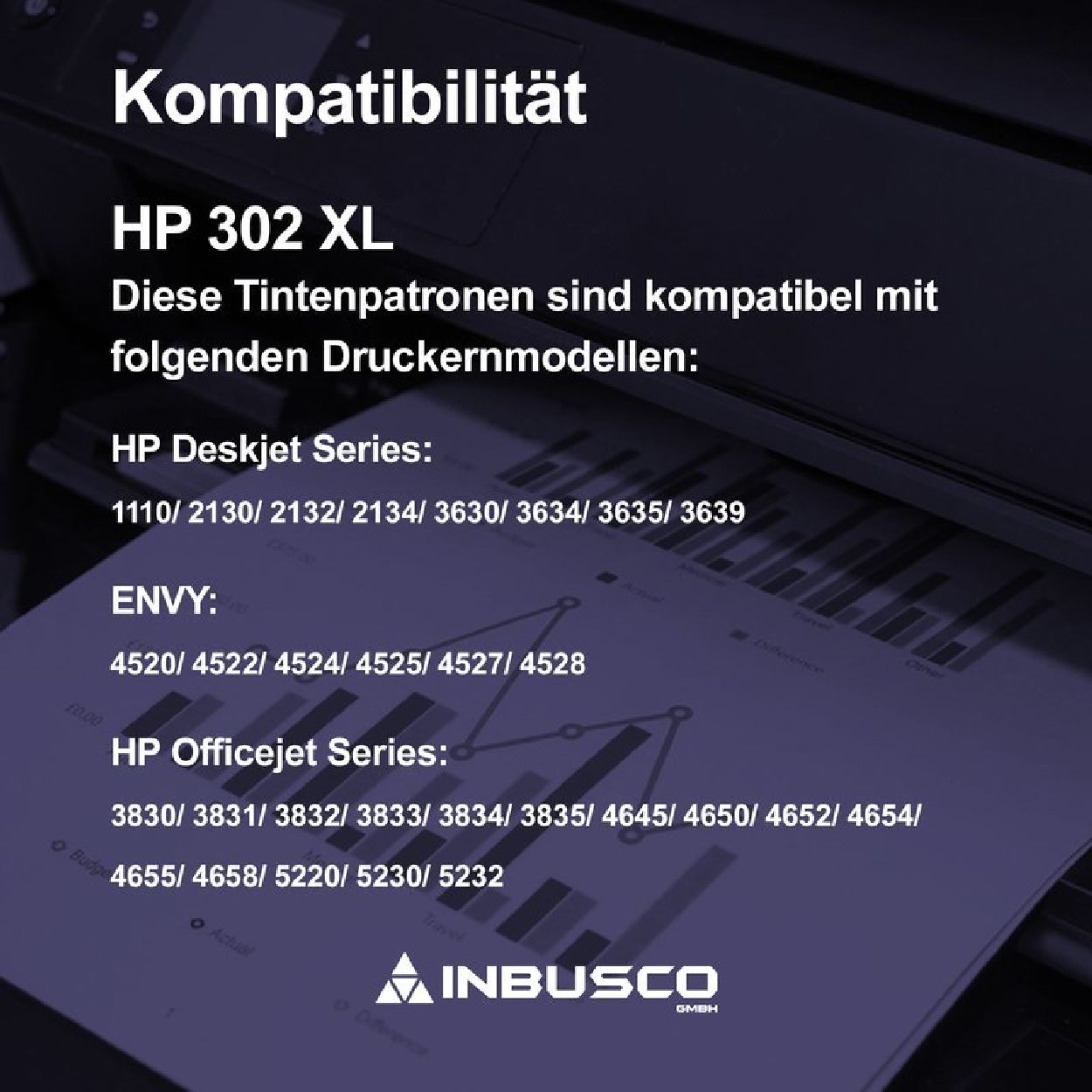 INBUSCO (HP302XL-Var-4x(BK+Color)) 302 Mehrfarbig XL-Var-SET (BK+Color) / KUBIS Tintenpatrone