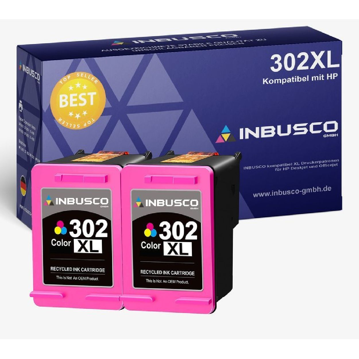 INBUSCO / SET KUBIS 302 (2xHP302XL(2Color)) Color) Tintenpatrone XL Mehrfarbig (2