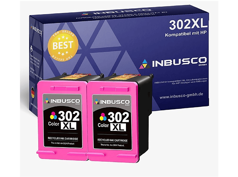 INBUSCO SET KUBIS Tintenpatrone Mehrfarbig (2 302 Color) XL / (2xHP302XL(2Color))