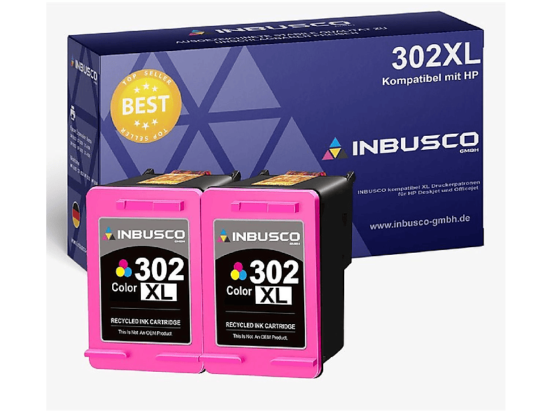 INBUSCO / SET KUBIS 302 (2xHP302XL(2Color)) Color) Tintenpatrone XL Mehrfarbig (2