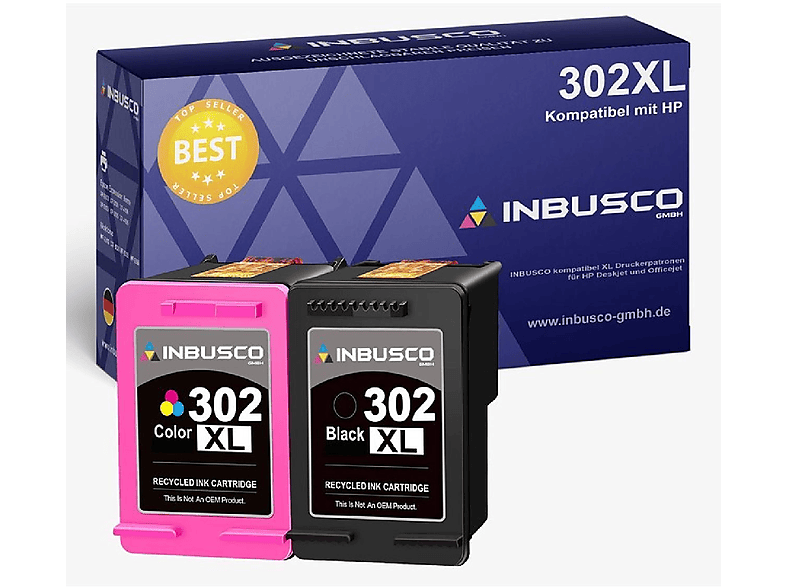 INBUSCO / KUBIS SET 302 XL (BK + Color) Tintenpatrone Mehrfarbig (2xHP302XL(BK+Color))