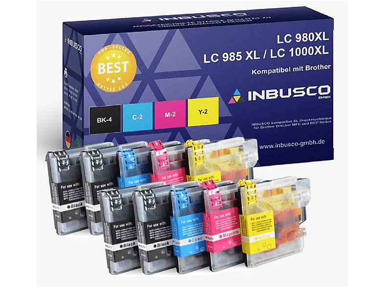 (10xLC980) Mehrfarbig INBUSCO Tintenpatrone / 980 SET KUBIS LC
