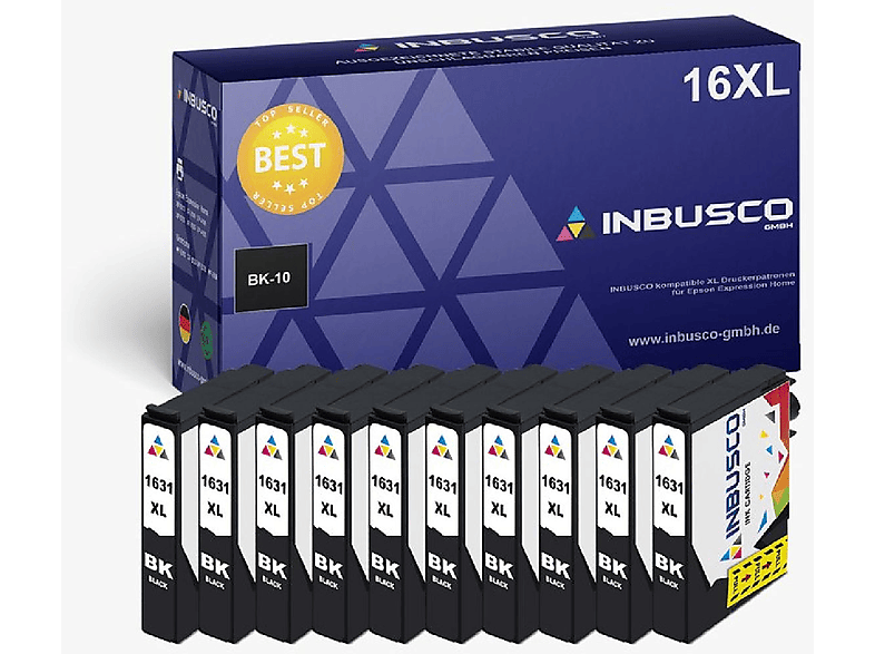 INBUSCO / KUBIS 1631 Tintenpatrone Schwarz (10x1631BK)