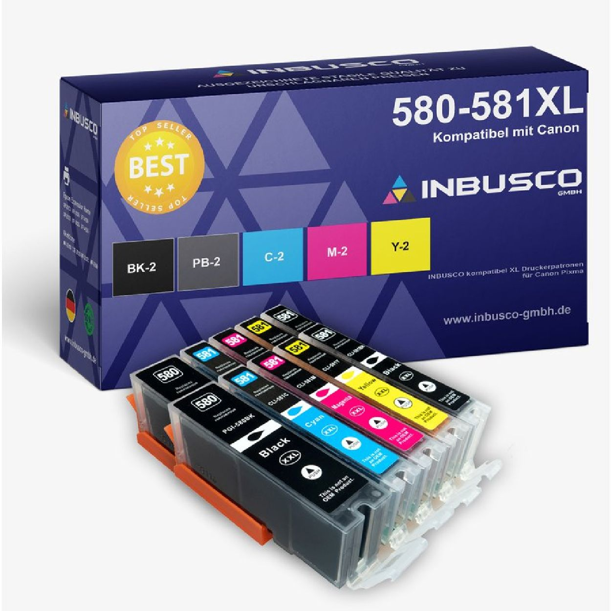 INBUSCO / KUBIS SET Tintenpatrone Mehrfarbig 580-581 PF (10xCanon580-581)