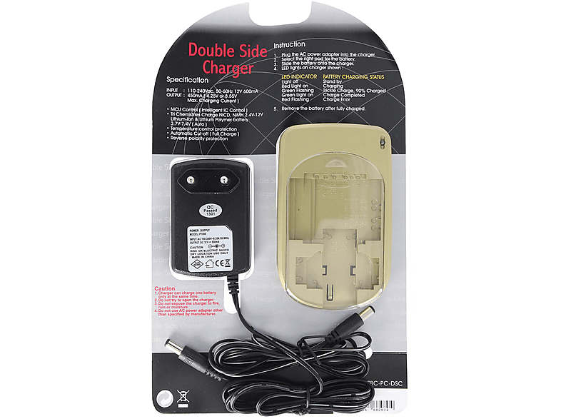 ACCUCELL Double-side charger für Digital-Kamera und Camcorder Li-ion Akku, PEN, RIC, Sanyo Kamera-Zubehör, Ladeschale Universal, Schwarz