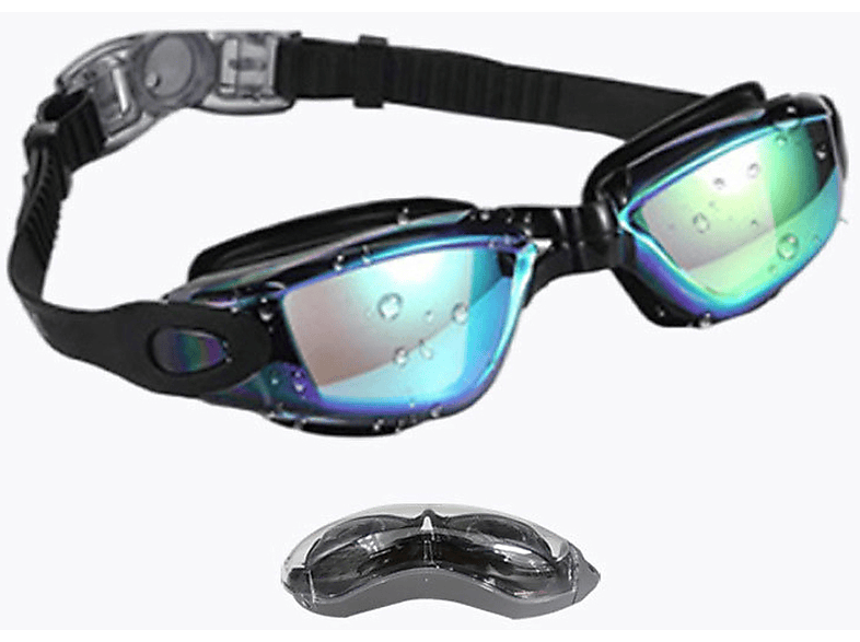 LEIGO Beschichtete UV-Schutz, Anti-Beschlag für Schwimmbrille Erwachsene, schillernd Schwarz Schwimmbrille