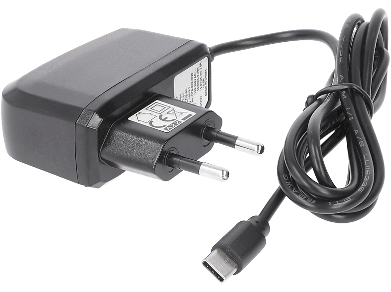 ACCUCELL Ladegerät mit USB-C Stecker auf USB A 3.0, mit Ladestrom 2A, Kabel 1,2 Meter Ladegerät Universal, Schwarz