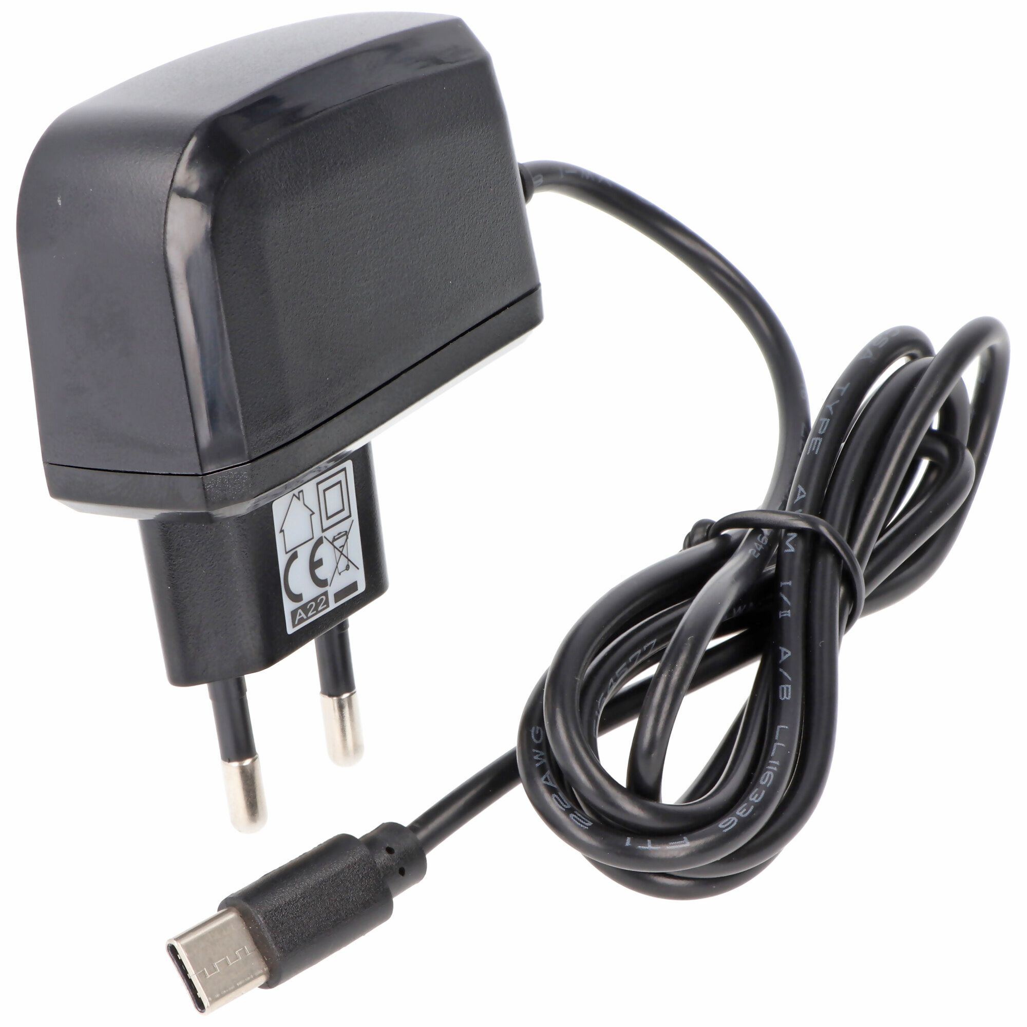 ACCUCELL Ladegerät mit USB-C A Stecker Kabel 1,2 3.0, Ladegerät mit Meter Universal, USB Schwarz Ladestrom 2A, auf