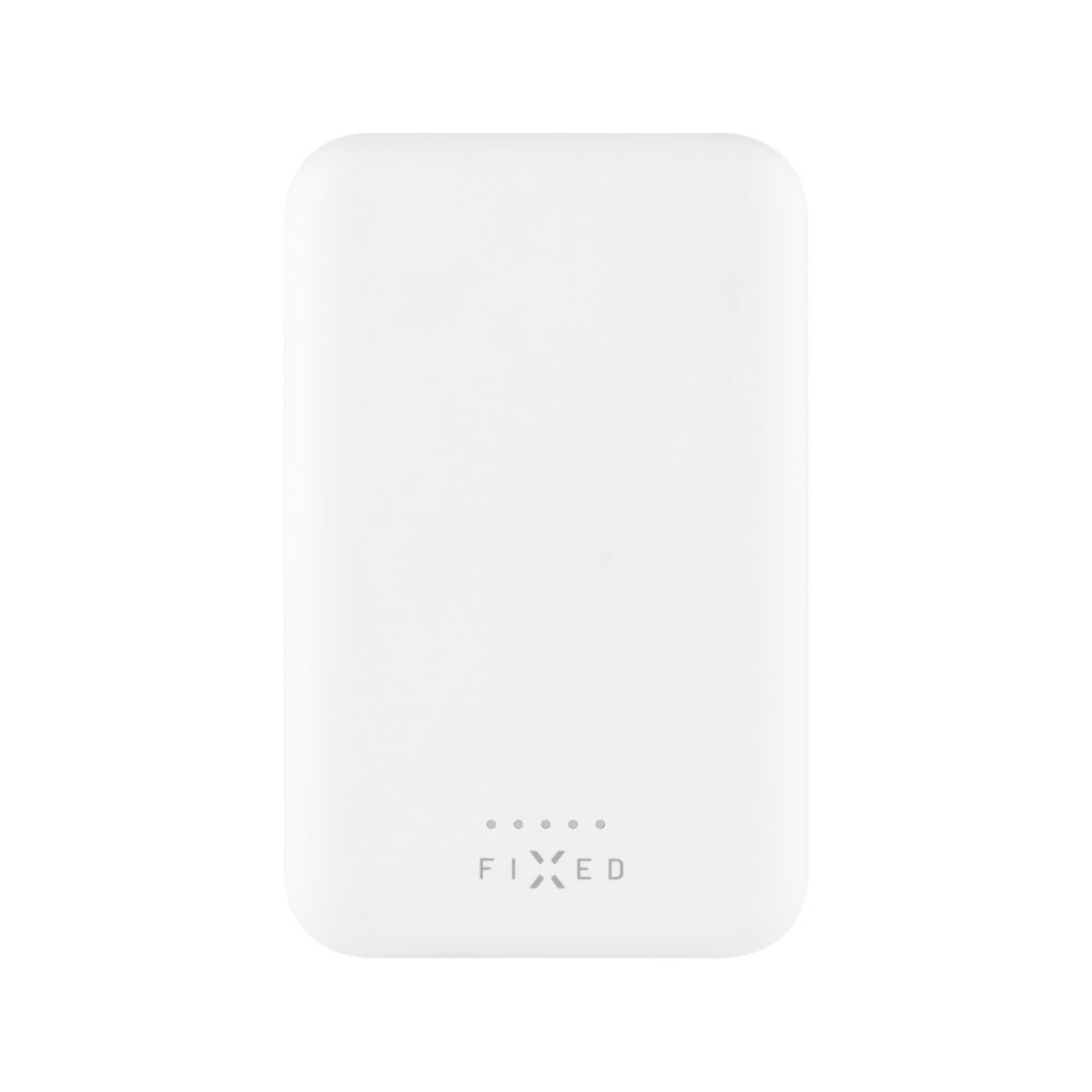 Weißes, rechteckiges Powerbank mit dem Aufdruck FIXED.
