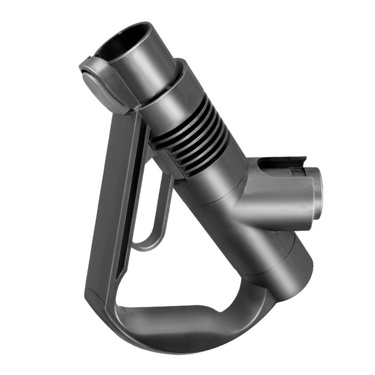 Szara nasadka do odkurzacza Dyson z uchwytem i otworem wentylacyjnym.