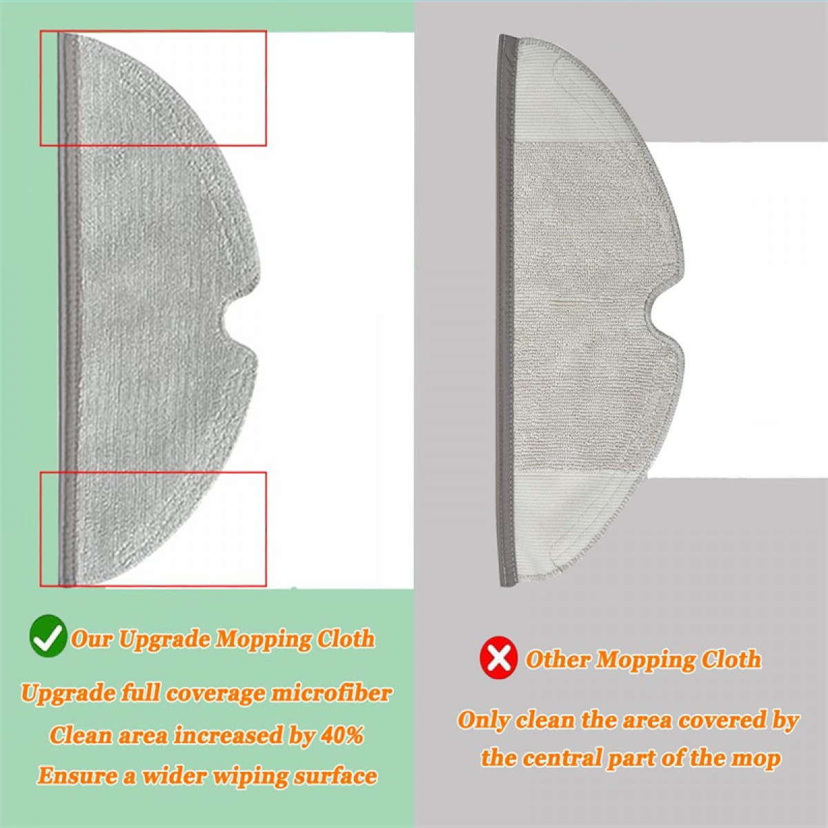 Dwie ściereczki do mopa. Jedna to ulepszenie, pokrywa większy obszar, druga standardowa.