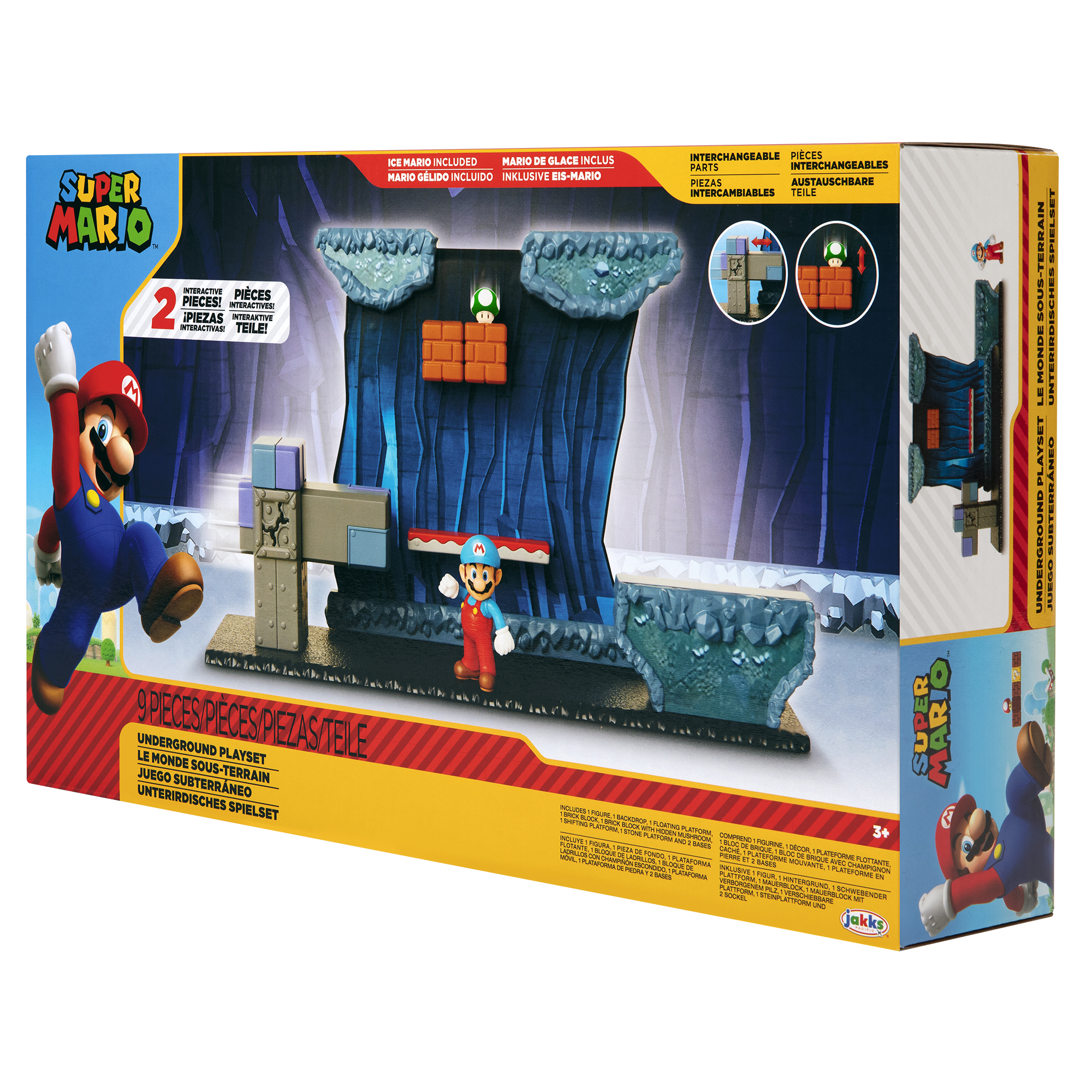 Caja del set de juego Super Mario Underground, Mario y un set de juego.