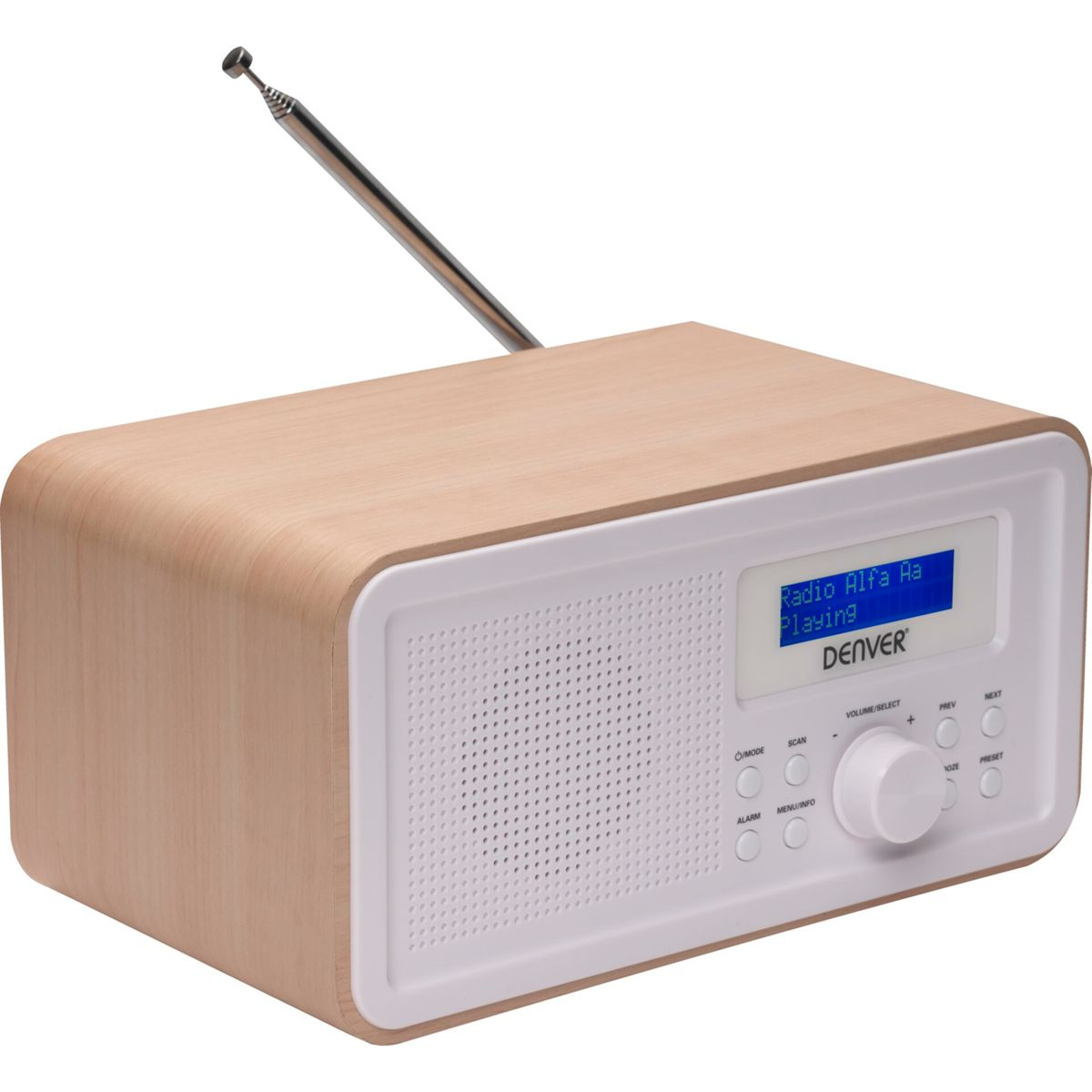 DENVER DAB-30 Hellholz Radio, Bluetooth, beige / weiß DAB