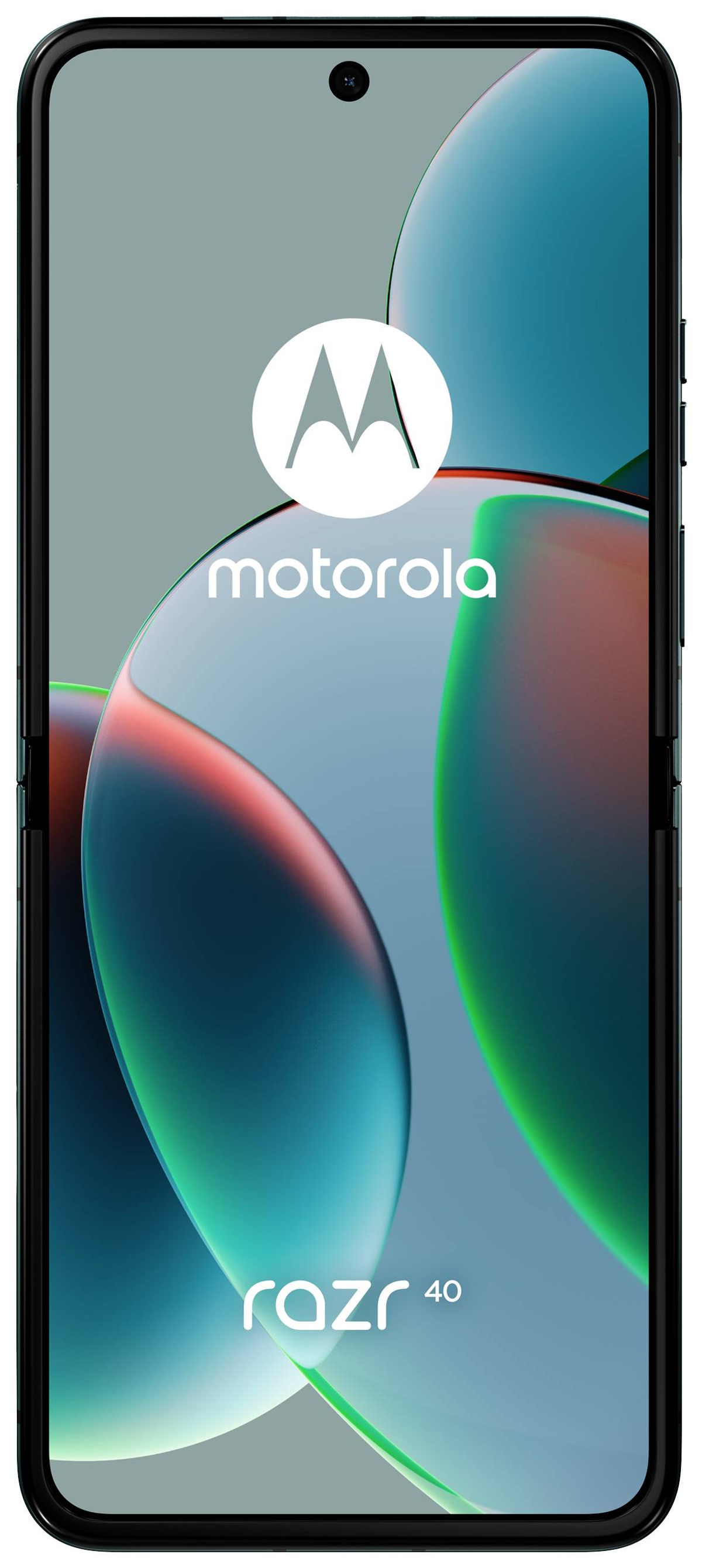 Czarny smartfon z centralnym aparatem i widocznym słowem 'motorola'. Telefon jest zamknięty.