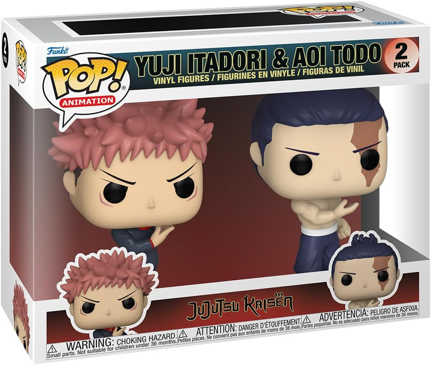Set de figuras Funko Pop de los personajes Yuji Itadori y Aoi Todo de Jujutsu Kaisen.