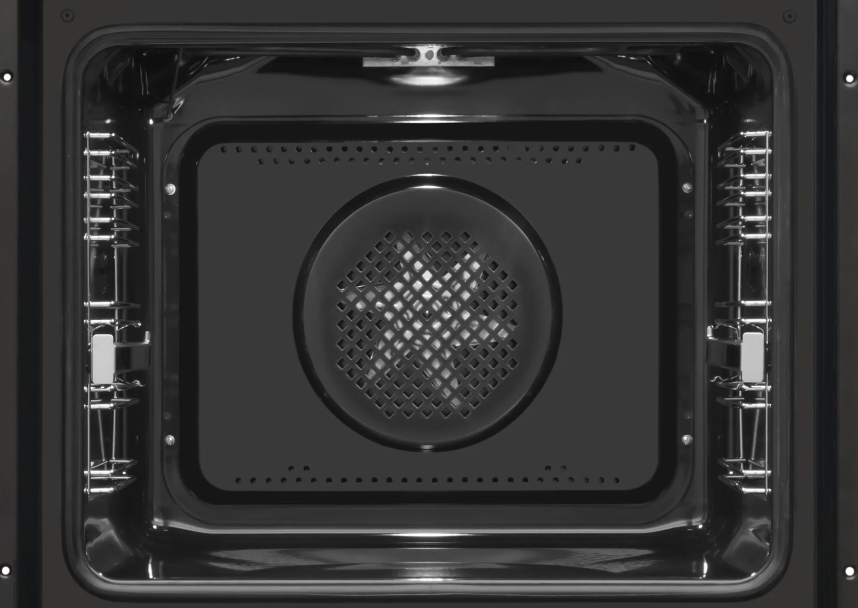 Un teléfono negro con parte trasera transparente.