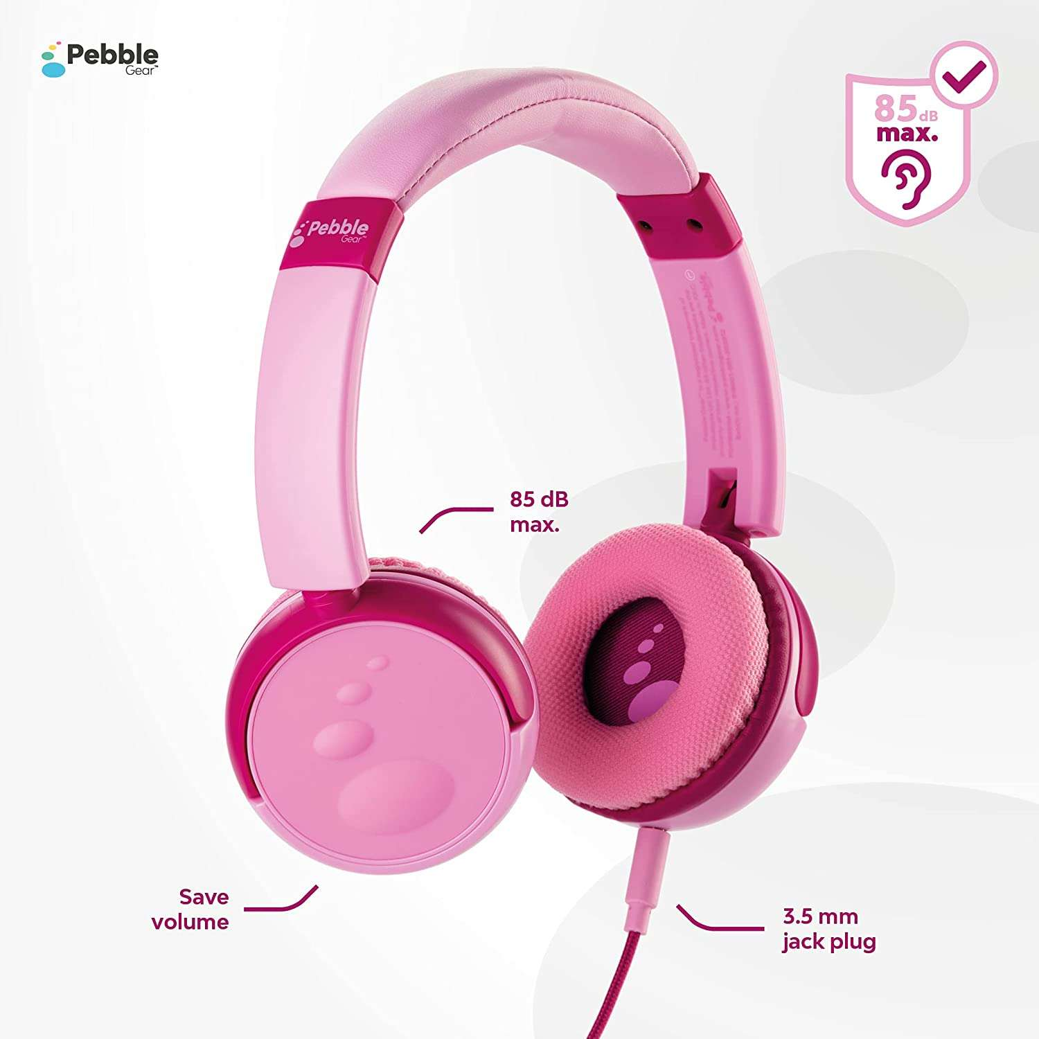 Kinderkopfhörer PINK, GEAR pink PEBBLE On-ear Kopfhörer