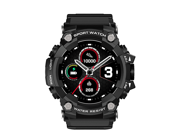 ENBAOXIN Smart Watch Schwarz Outdoor Sport Wasserdicht Mehrere Sport Modi Smartwatch PU, Schwarz