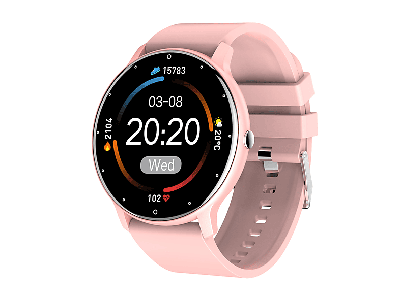 ENBAOXIN Pinke Smartwatch - Sensorloses Tragen, Gesundheitsmanager, Sportbegleiter Smartwatch Silikon, 190 mm, Rosa
