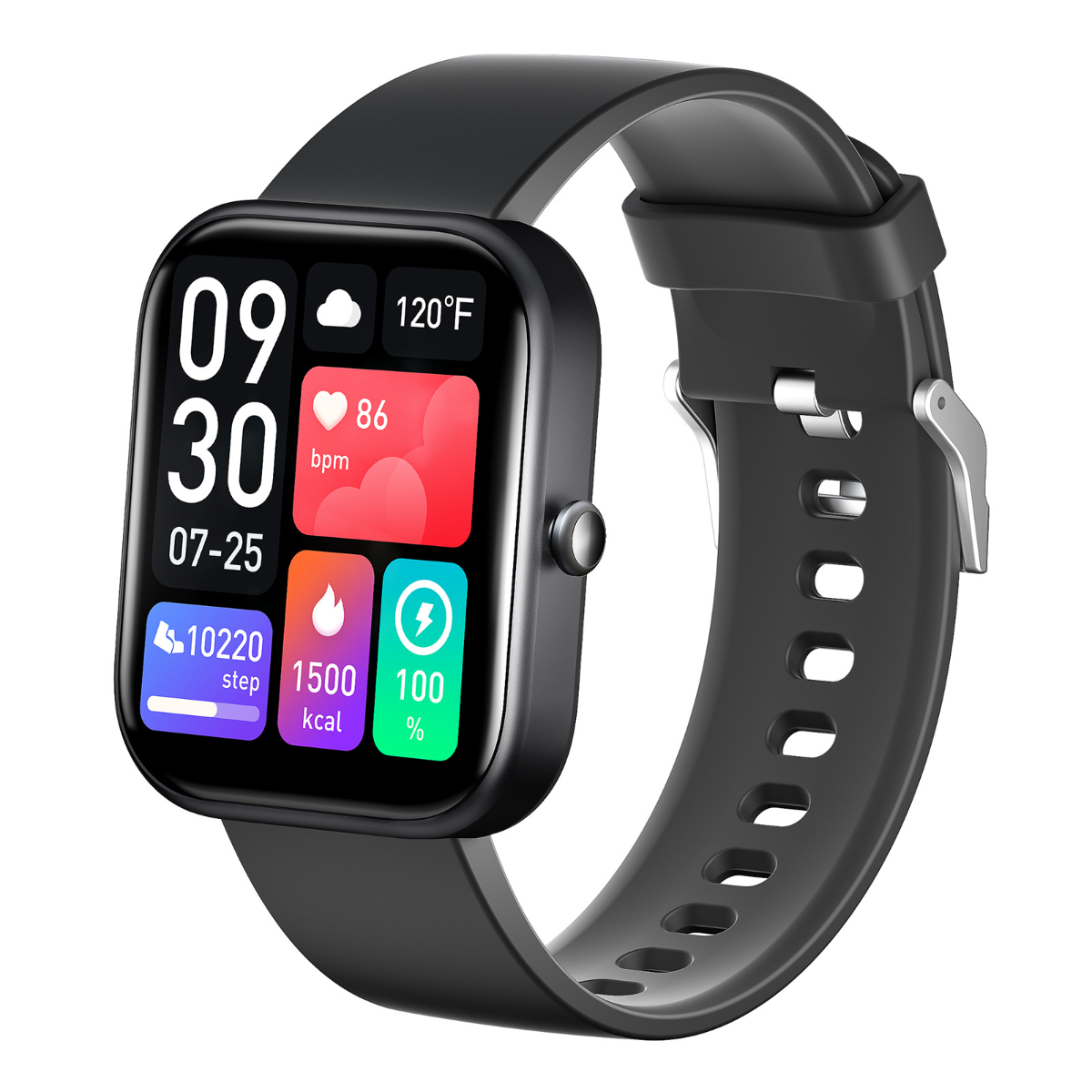 ENBAOXIN Smart Watch Herzfrequenz Sportuhr Smart Blut-Sauerstoff-Gesundheitsüberwachung Grau Bluetooth Smartwatch Watch Silikon, Talk Silikon
