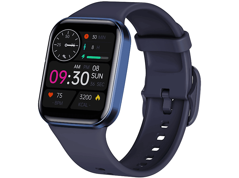 Sauerstoff Herzfrequenz Silikon Blau Schrittzähler Sportuhr Blau Überwachung Blutdruck Armband Silikon, ENBAOXIN Blut Smartwatch Smart