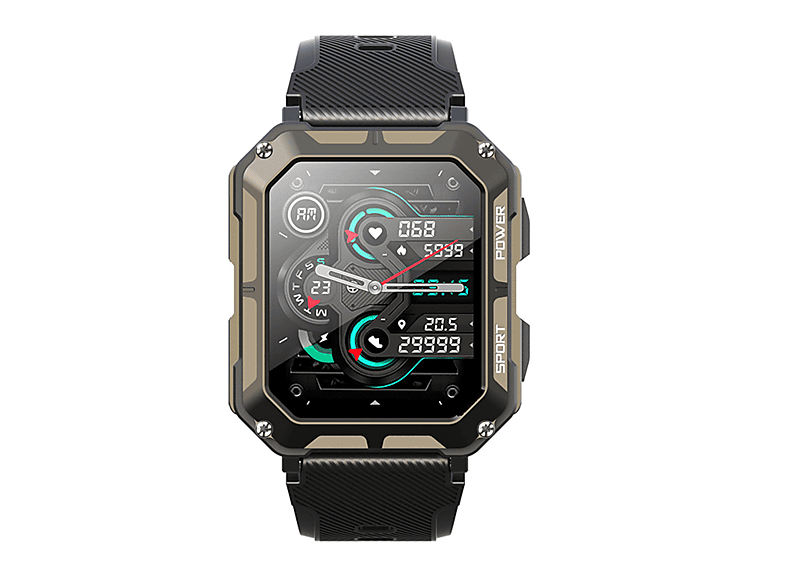 ENBAOXIN Schwarze Bluetooth-Smartwatch mit Sprachfunktion - Wasserdichter Schrittzähler, Multi-Sport-Modus Smartwatch Silikon Silikon, Schwarz