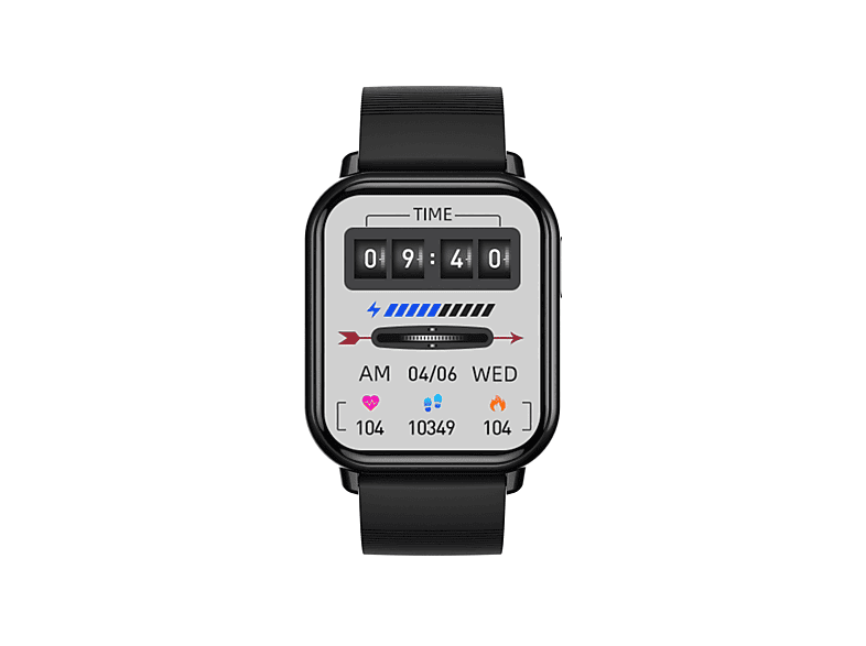 ENBAOXIN Smart Watch Bluetooth Talk Encoder HD Voice Assistant Blutdruck Herzfrequenz Schwarz Armband Smartwatch Silikon, 250 mm, Schwarz